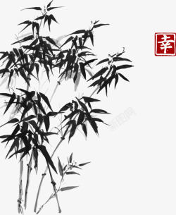 竹子手绘国画中国风素材