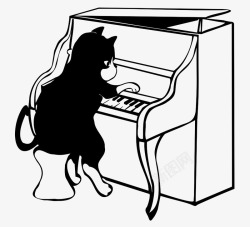 弹奏钢琴的小猫素材