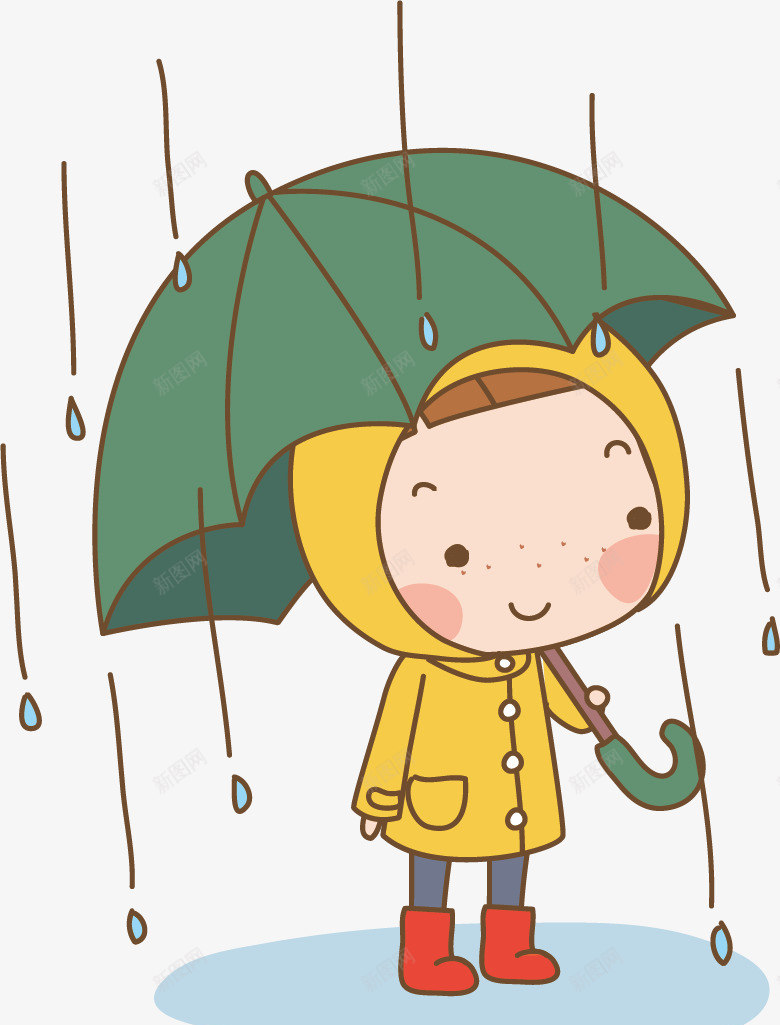 卡通手绘雨中打伞的女孩png免抠素材_新图网 https://ixintu.com 下雨 卡通女孩 手绘女孩 打伞的女孩 雨伞