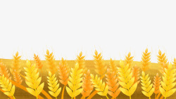 收获的喜悦秋天山脚下金黄色的麦田手绘插画高清图片