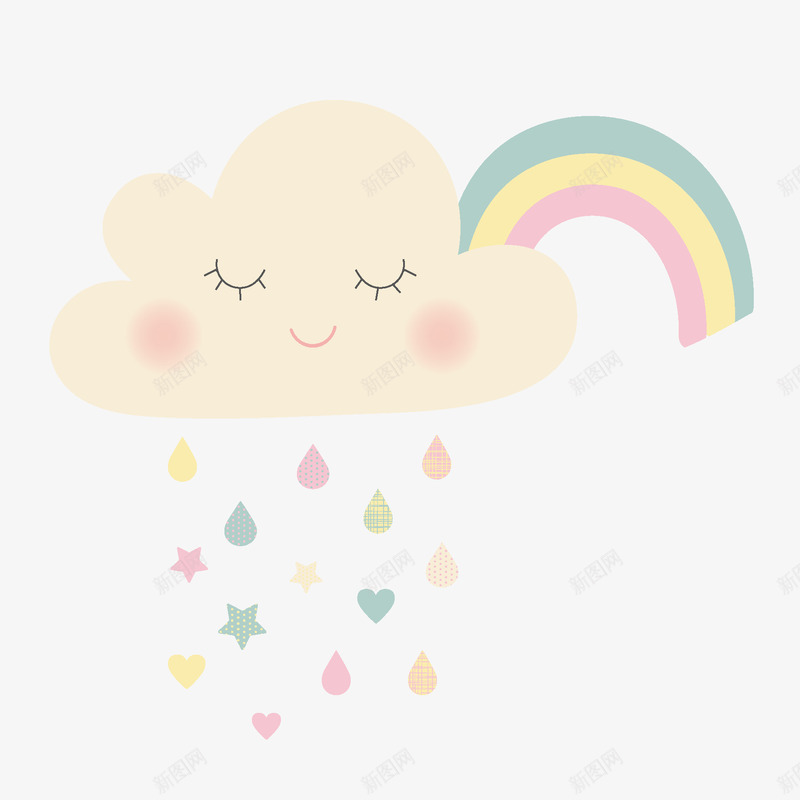 手绘可爱云朵彩虹漫画png免抠素材_新图网 https://ixintu.com 创意图 可爱 彩色图 彩虹云朵 手绘图 简单的