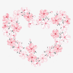 爱心镂空手绘花朵心形花环高清图片