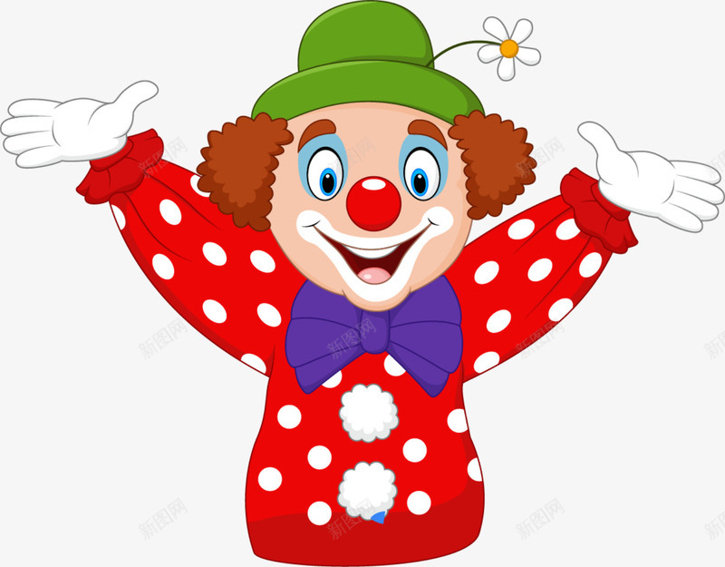 可爱红色小丑png免抠素材_新图网 https://ixintu.com 举手 可爱小丑 小丑装扮 笑脸 红色小丑