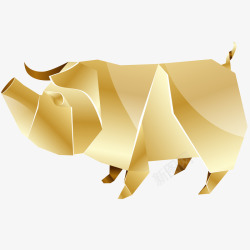 矢量折纸猪金色折纸猪矢量图高清图片
