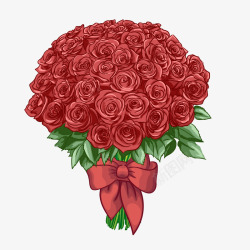 手绘红色玫瑰花束素材