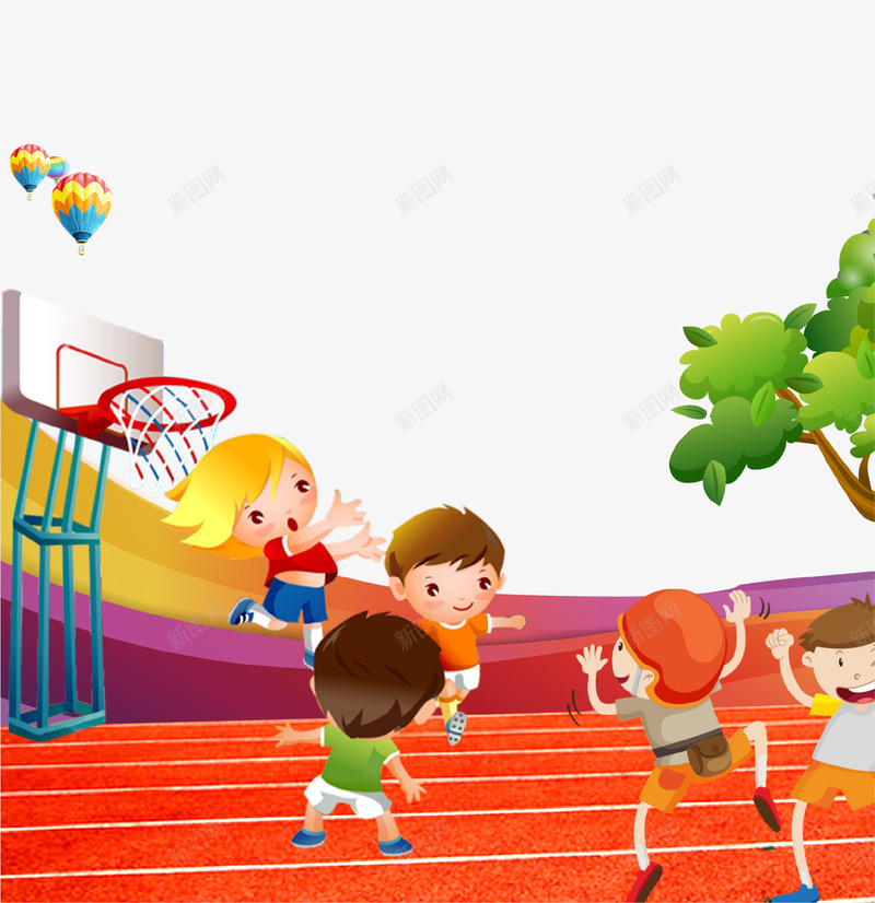 卡通儿童篮球比赛插画psd免抠素材_新图网 https://ixintu.com 体育 儿童 孩子 插画 校园 比赛 篮球 运动会