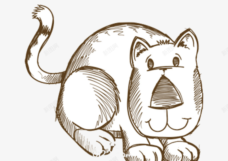 手绘小猫咪png免抠素材_新图网 https://ixintu.com 你还在等什么 卡通 咖色 手绘 猫咪