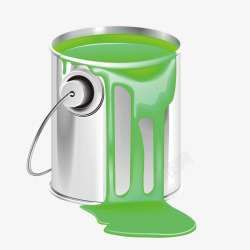 绿色油漆金属水桶油漆桶素材