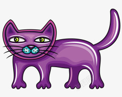 一只紫色的卡通小猫矢量图素材