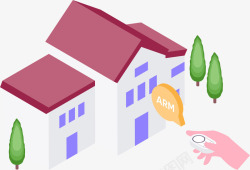 房子智能锁25D房子建筑插画装饰矢量图高清图片