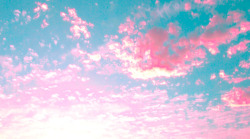 蓝色天空粉色云朵海报背景七夕情人节素材