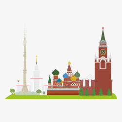 卡通俄罗斯建筑旅游景点元素矢量图素材