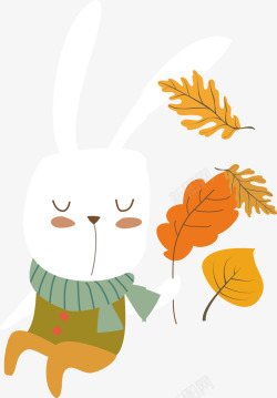 树叶刺猬png图片小白兔卡通小动物形矢量图高清图片