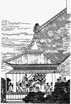 白描山水中国古人物线稿插画矢量图高清图片