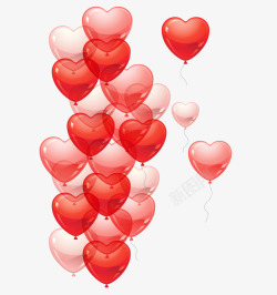 红色心形气球情人节元素素材