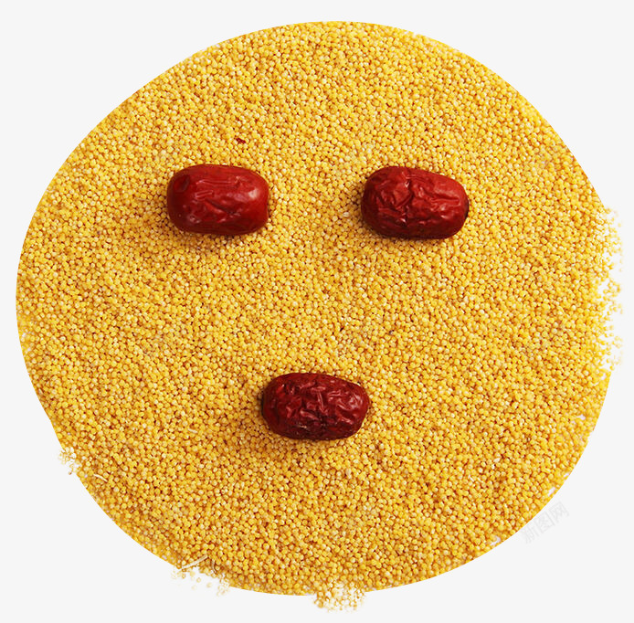 小米笑脸png免抠素材_新图网 https://ixintu.com 产品实物 即食 小米 搭配 笑脸 红枣 袋装 黄色