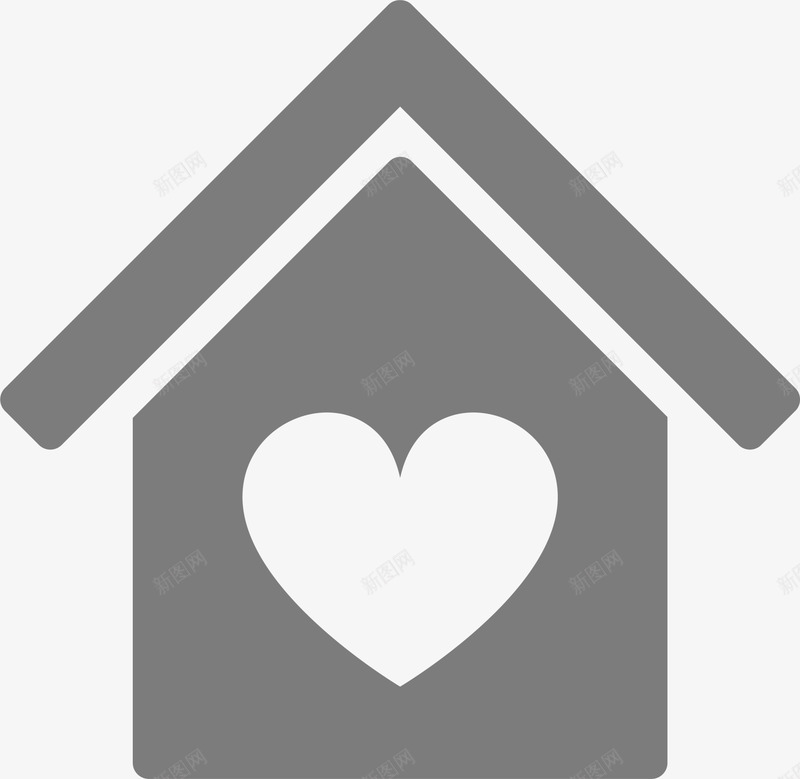 创意爱心房屋png免抠素材_新图网 https://ixintu.com 创意房屋 灰色屋檐 灰色房屋 爱心房屋 白色爱心 童趣
