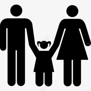 家庭的父亲和母亲与女儿图标图标