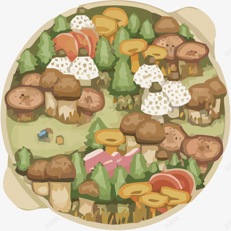 蘑菇森林矢量图eps免抠素材_新图网 https://ixintu.com 手绘插画 森林 蘑菇 蘑菇png 矢量图