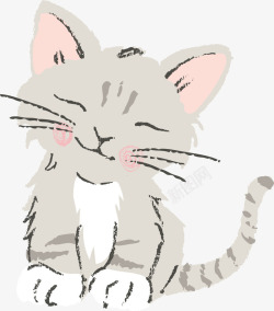卡通手绘可爱的小猫素材