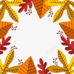 扁平化秋季树叶框架素材