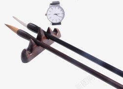 手表和毛笔笔托素材