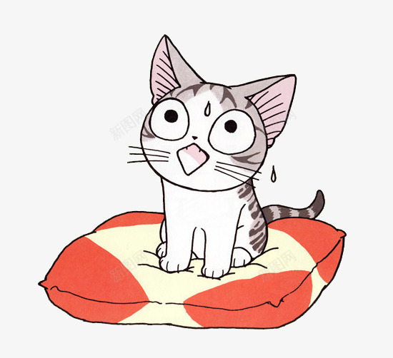 在靠垫上的小猫psd免抠素材_新图网 https://ixintu.com 可爱 小猫 橙色 灰色