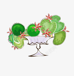彩绘绿色植物卡通彩绘植物花卉树木高清图片