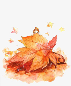 秋季叶片水墨枫叶高清图片