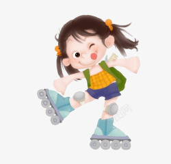 儿童街头轮滑滑轮小女孩高清图片