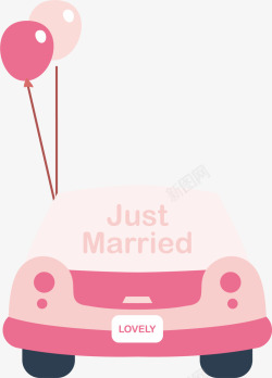 婚车装饰粉色新婚气球婚车高清图片