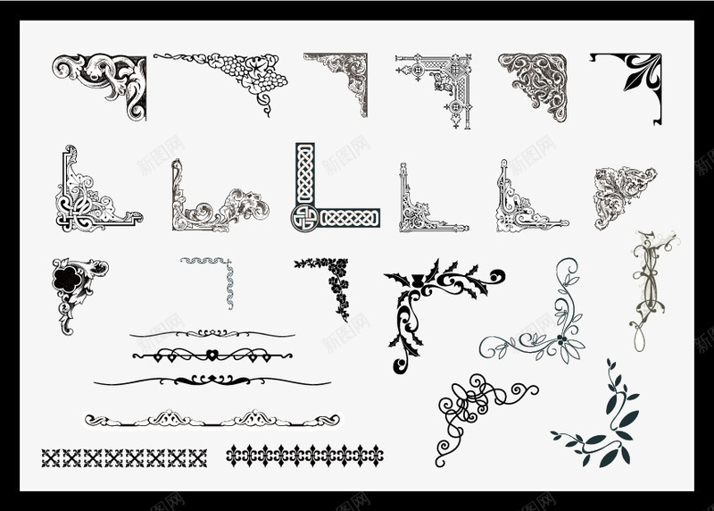 多款欧式边角小分割合集png免抠素材_新图网 https://ixintu.com 欧式 花纹 边角