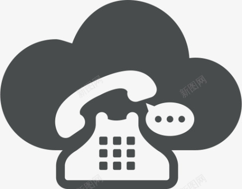 泡沫云云计算通信复古演讲电话云图标图标
