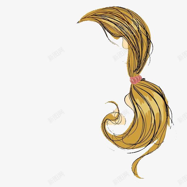 插画风格女士马尾png免抠素材_新图网 https://ixintu.com 头发造型 女士头发 女生发型 长发造型