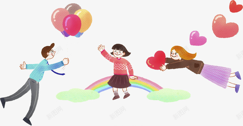 手绘孩子png免抠素材_新图网 https://ixintu.com 卡通 孩子 彩虹 手绘 气球 漂浮 爱心 红色 装饰
