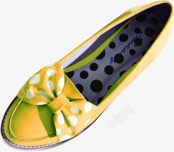 黄色平底蝴蝶结女士鞋子天猫素材