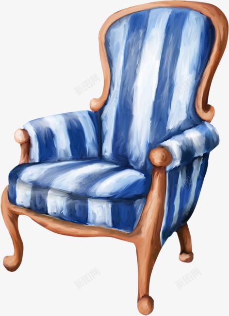 蓝白条纹手绘椅子png免抠素材_新图网 https://ixintu.com 座椅 手绘 椅子 蓝白条纹