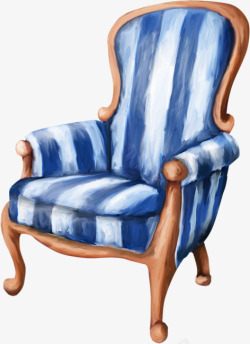 蓝白条纹手绘椅子素材