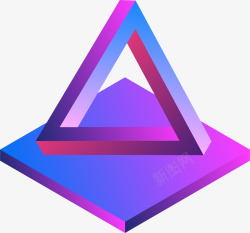 立体插画25D紫色三角形立体插画矢量图高清图片