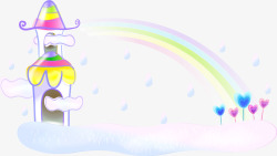 姘村僵缇庡卡通彩虹下雨场景矢量图高清图片