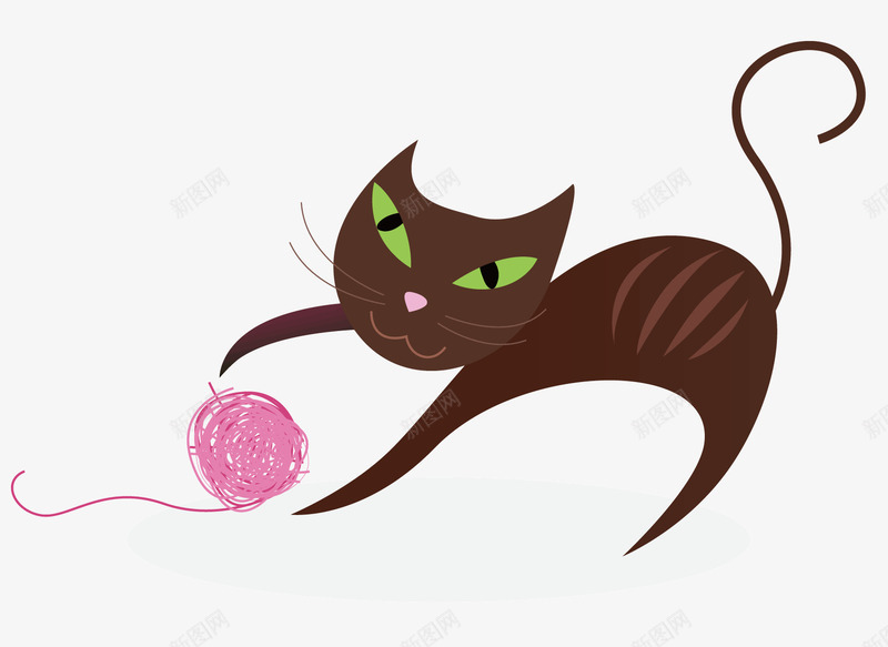 玩线球的猫咪png免抠素材_新图网 https://ixintu.com 动物 卡通 卡通猫咪 可爱 小猫 玩线球的猫 玩耍的猫