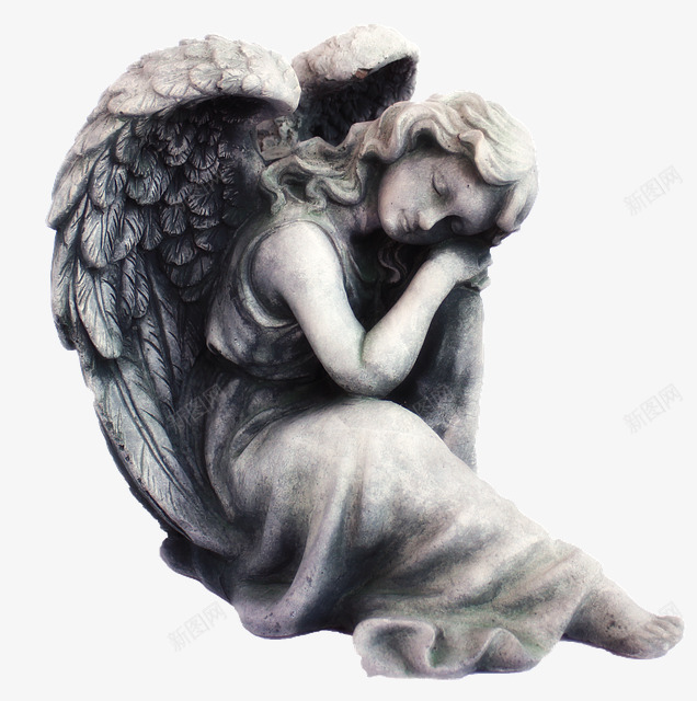 沉睡的天使雕像png免抠素材_新图网 https://ixintu.com 天使 沉睡 雕像