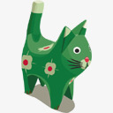 木雕绿色小猫素材
