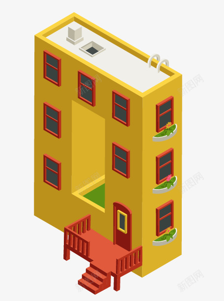 黄色立体建筑学校psd免抠素材_新图网 https://ixintu.com 学校 建筑 立体 立体插画 黄色 黄色立体建筑学校