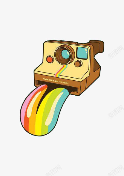 卡通照相机png免抠素材_新图网 https://ixintu.com 大舌头 彩色 彩虹 手绘照相机 拍立等 照相机免扣元素