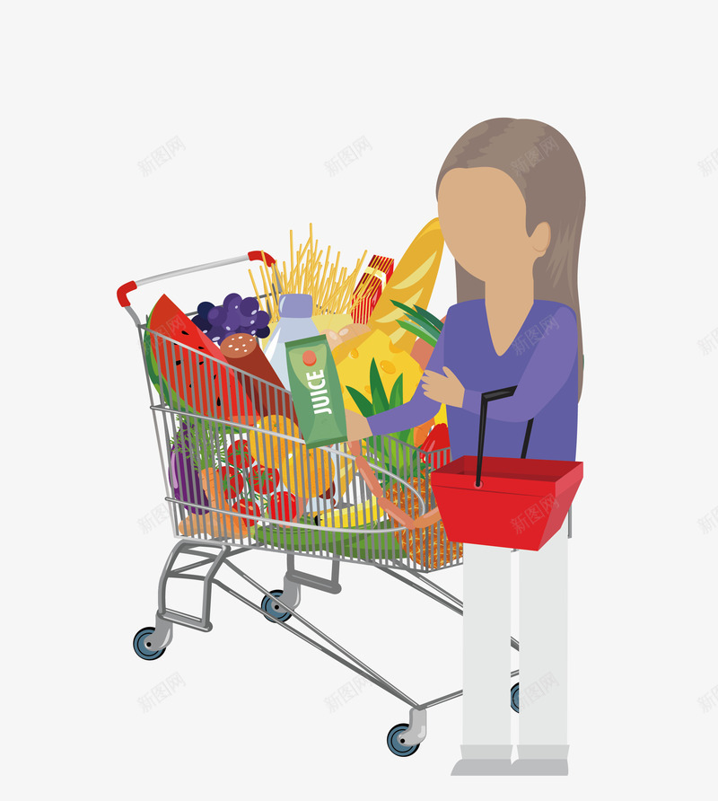 卡通手绘妈妈超市购物图标png_新图网 https://ixintu.com 卡通手绘 商超 图案图标 超市 超市购物 超级市场