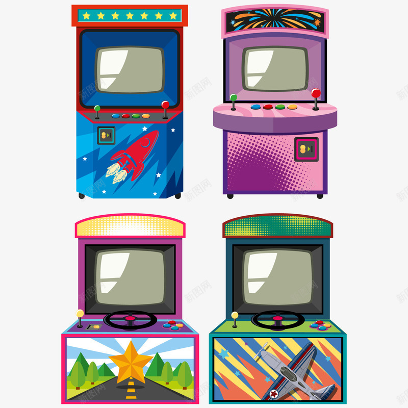 游戏机png免抠素材_新图网 https://ixintu.com 娱乐 彩色游戏机 游戏厅 街机 装饰