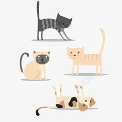 卡通可爱猫咪合集矢量图素材