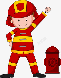 卡通消防栓卡通消防员人物插画高清图片