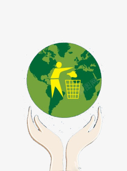 干湿垃圾分类创意环保垃圾分类插画高清图片